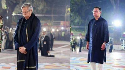 একুশের প্রথম প্রহরে শহীদ মিনারে রাষ্ট্রপতি ও প্রধানমন্ত্রীর শ্রদ্ধা