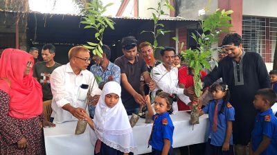 আদমদীঘিতে শিক্ষার্থীদের হাতে গাছের চারা তুলে দিলেন যুবদল নেতারা