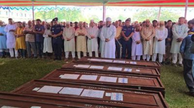 নওগাঁয় সৌদিতে নিহত ৭ প্রবাসীর জানাজা